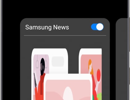 Un téléphone Samsung Galaxy affiche l'écran de Samsung News.