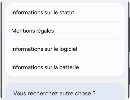 Menu À propos du téléphone sur un téléphone Samsung Galaxy affichant l'option Informations sur le logiciel.