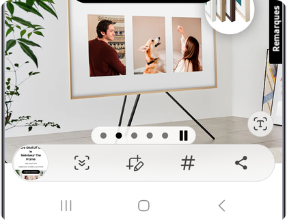 Écran d’un Samsung Galaxy affichant la barre d'outils d'édition après la prise d’une capture d'écran.