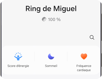 Téléphone Galaxy affichant l'application Galaxy Wearable avec l'icône « Score d'énergie ».