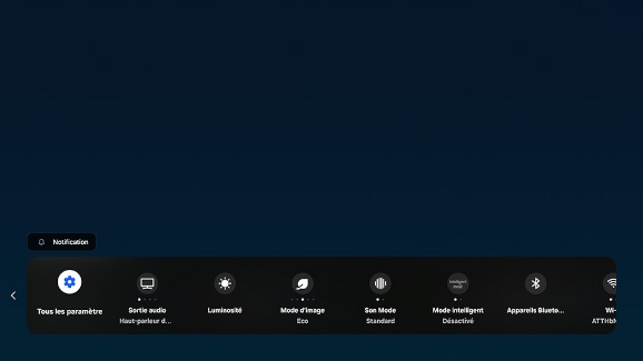 Menu des Paramètres d’un téléviseur Samsung avec l’option Tous les paramètres sélectionnée.