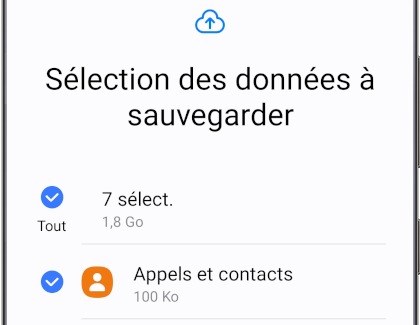 Sélectionnez les données à sauvegarder sur Samsung Cloud à partir d’un téléphone Samsung Galaxy