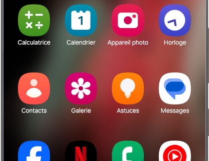 Icône de l'application Galerie affichée parmi d'autres applications sur l'écran d'un Samsung Galaxy.