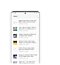 Eine Simulation der grafischen Benutzeroberfläche der Samsung Blockchain Wallet App, die eine Liste mit verschiedenen Artikeln und Nachrichten zu virtuellen Vermögenswerten anzeigt.
