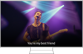 Unten auf dem Fernsehbildschirm angezeigte Untertitel