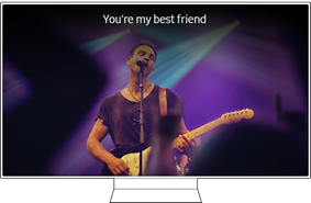 Untertitel, die am oberen Rand des Fernsehbildschirms angezeigt werden