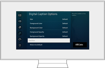 Position ausgewählt im Menü Digitale Untertiteloptionen