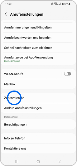 Tippe auf Zusatzdienste.