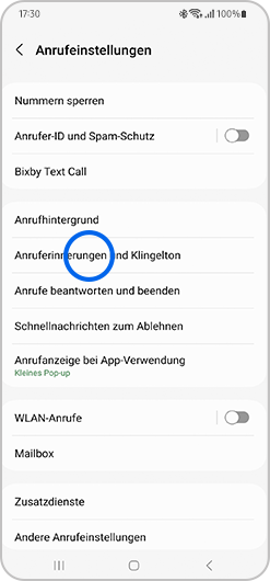 Tippe auf Anruferinnerungen und Klingeltöne.