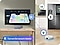 Ein Monitor zeigt eine 3D-Kartenansicht der Haushaltsgeräte. Eine Mikrowelle, ein Kühlschrank und ein Staubsauger sind mit SmartThings verbunden. Zu sehen ist auch ein Mikrofon-Symbol mit der Sprechblase „Staubsauger einschalten“. Daraufhin wird Staubsauger eingeschaltet.