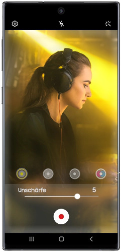 Aufnahme mit der Unschärfefunktion über die Live-Fokus-Videofunktion des Note10.