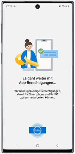 App-Berechtigungen von Link zu Windows werden im Galaxy Note10 angezeigt.