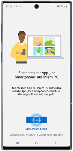 Zeigen ist im Einrichtungsbildschirm für Ihr Smartphone im Galaxy Note10 markiert.