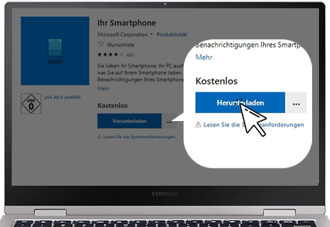Die App Ihr Smartphone wird im Microsoft Store angezeigt.