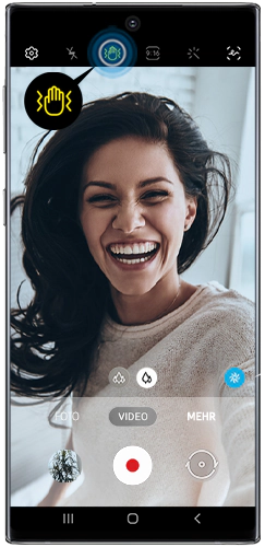 Das Superstabil-Symbol der Kamera des Galaxy Note10 wird angezeigt.