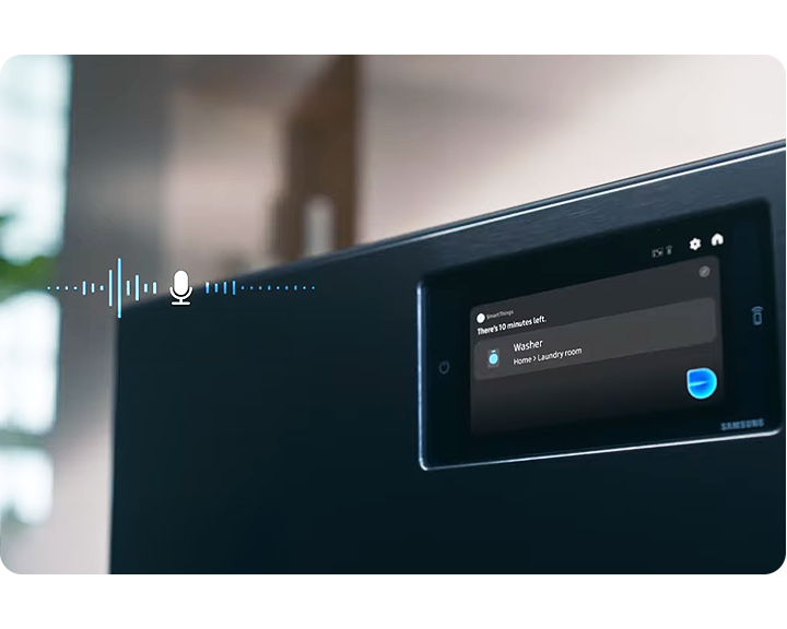 Bildschirm der Bespoke AI Waschmaschine mit Mikrofonsymbol