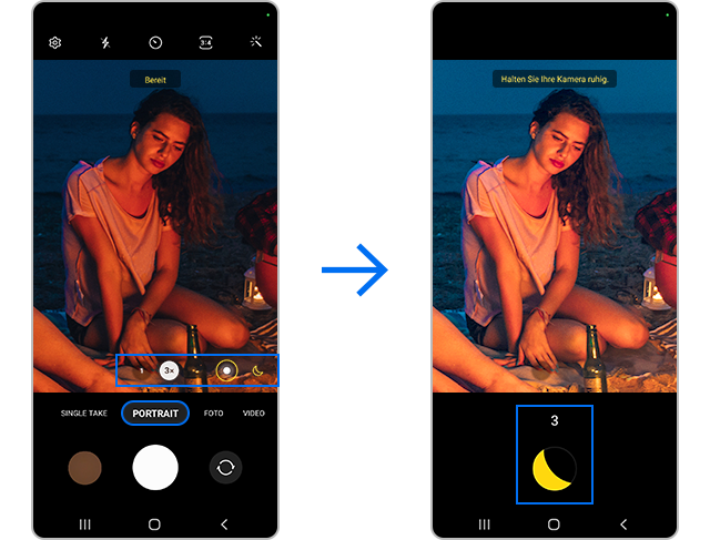 Galaxy S22 Portraitaufnahme bei Nacht