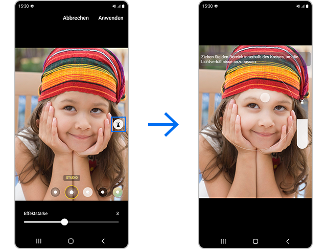 Galaxy S22 Neubeleuchtung von Portraitaufnahmen