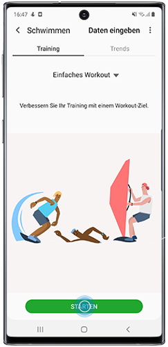 Starten Sie die Aufzeichnung des Trainings mit der Samsung Health App des Galaxy Note10.