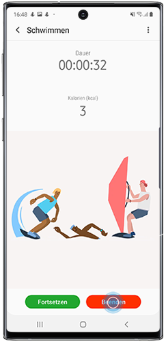 Beenden Sie das Training mit Samsung Health auf dem Galaxy Note10.