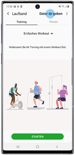 Fügen Sie die Daten des Trainings in der Samsung Health App des Galaxy Note10 hinzu.