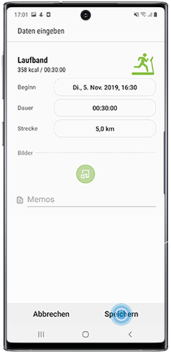 Speichern Sie die Daten des Trainings in der Samsung Health App des Galaxy Note10.