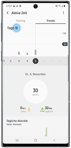 Ändern Sie die Trainingsanzeige in Samsung Health.