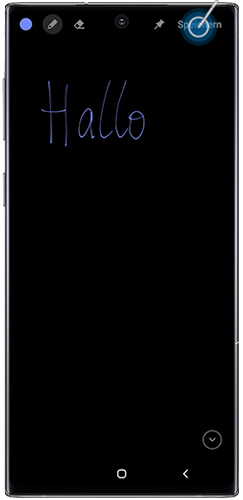 Es wird angezeigt, wie man ein Screen Off-Memo des Galaxy Note10 speichert.