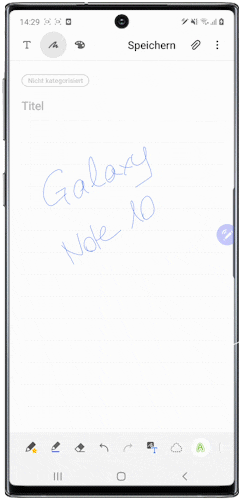 Es wird angezeigt, wie man mit dem Galaxy Note10 in Samsung Notes den Schriftstil ändert.
