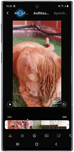 Tippen Sie zur Bearbeitung des Videos mit dem Galaxy Note10 auf Hinzufügen.