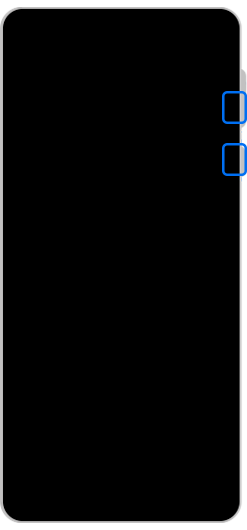 Leerer Telefonbildschirm mit hervorgehobener Leiser-Taste und Seitentaste.