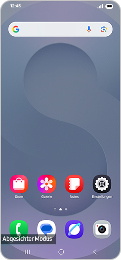 Startbildschirm im „Abgesicherter Modus“.