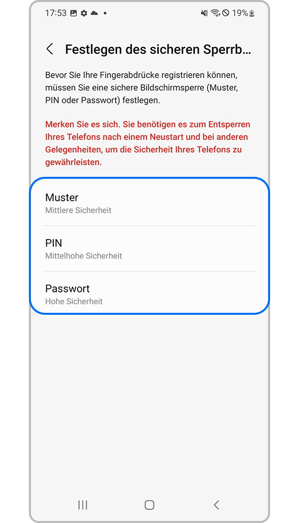 Fingerabdruckerkennung registrieren Schritt 4