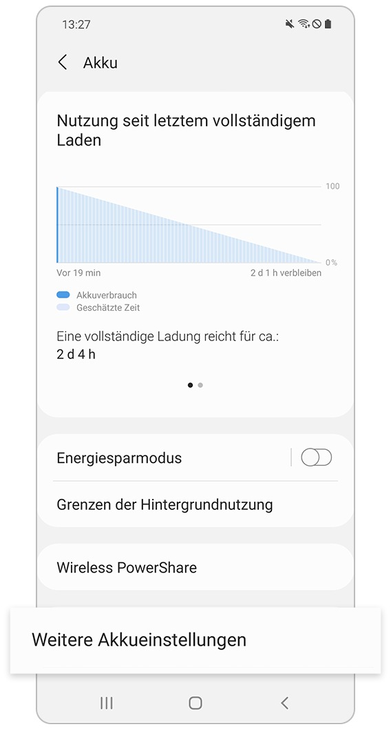 Weitere Akkueinstellungen