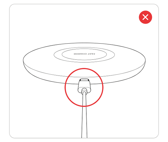 Kabelanschluss des kabellosen Ladegeräts