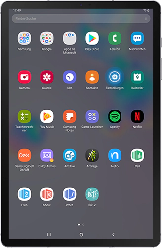 Der Apps-Bildschirm des Galaxy Tabs S6 wird angezeigt.