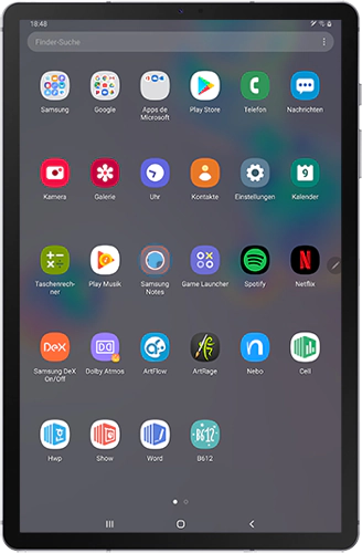 Der Startbildschirm des Galaxy Tabs S6 wird angezeigt.