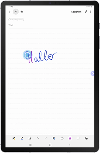 Der veränderte Text der Samsung Notes des Galaxy Tabs S6 wird angezeigt.