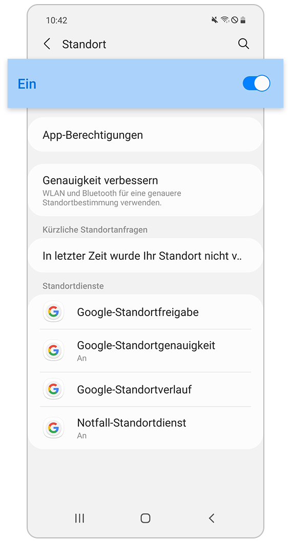 Standorteinstellungen einschalten