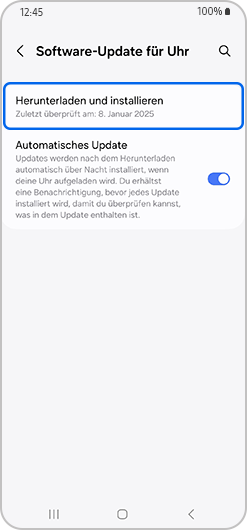 Option „Herunterladen und installieren“ ausgewählt.