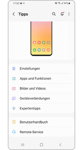 Erfahre anhand von Tipps und des Benutzerhandbuchs, wie du ONE UI 4.0 verwendest.