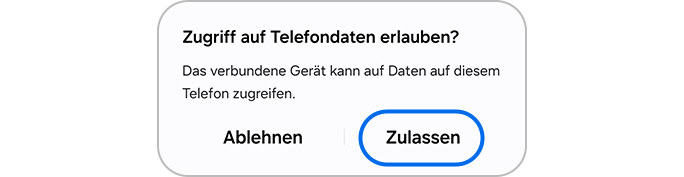 Tippe auf die Schaltfläche Zulassen, um auf Telefondaten zuzugreifen