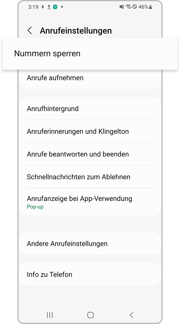 Prüfe, ob das Gerät unbekannte Nummern sperrt, Schritt 3