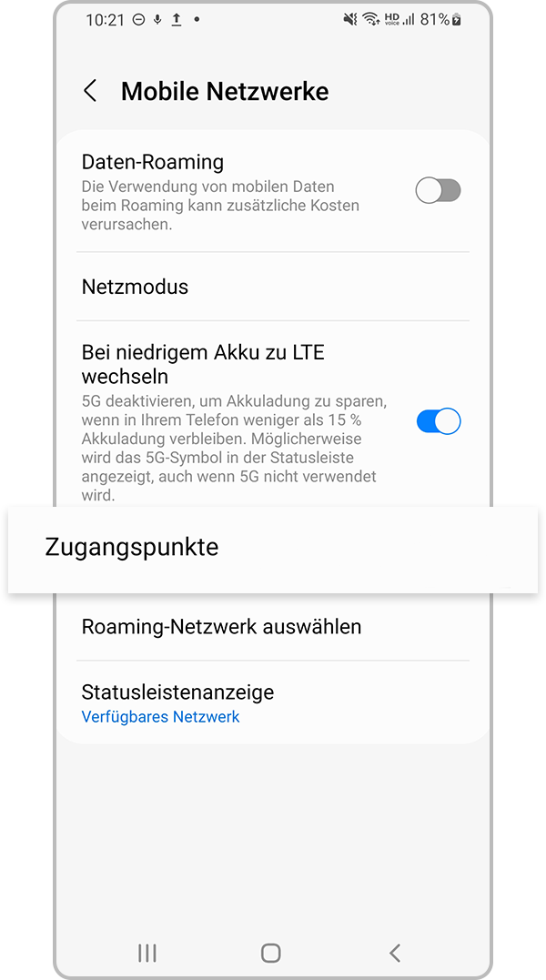 Zurücksetzen von Netzwerksteinstellungen, Schritt 3