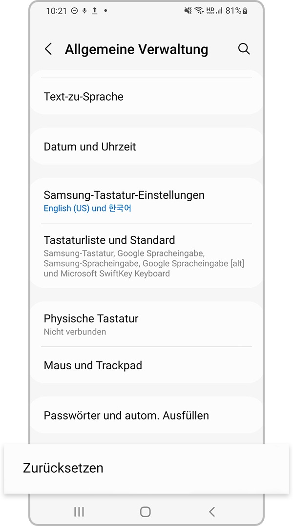 Zurücksetzen von Netzwerksteinstellungen, Schritt 2