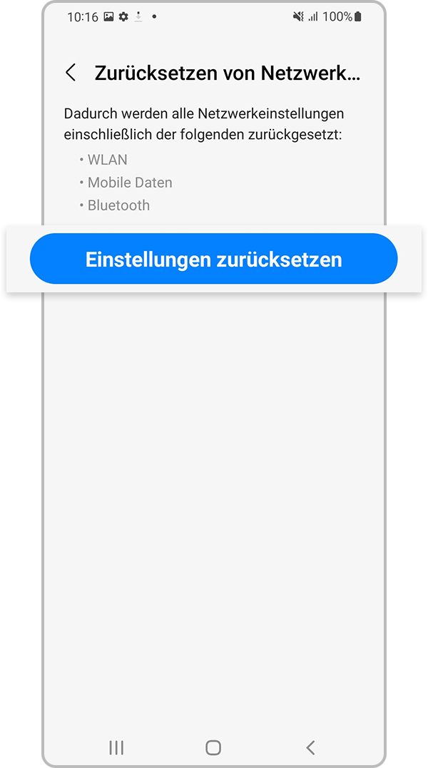 Tippe auf Einstellungen zurücksetzen