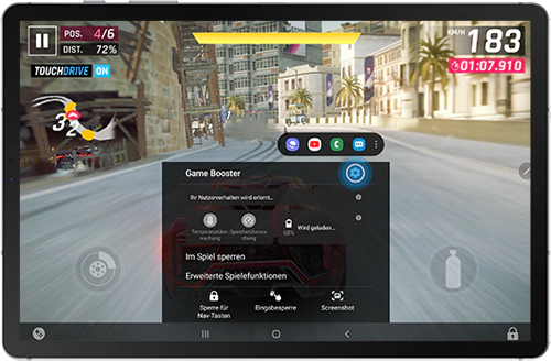 Das Symbol für die Einstellungen wird im Game Booster des Tab S6 angezeigt.