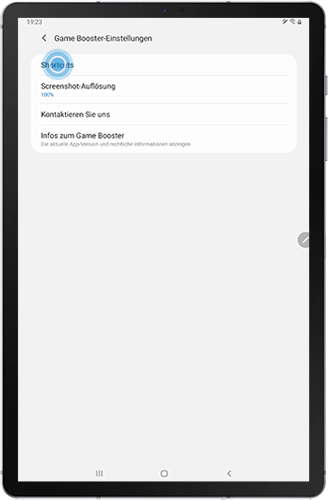 Das erweiterte Einstellungen-Menü des Game Boosters wird im Galaxy Tab S6 angezeigt.