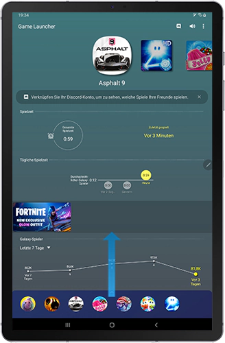 Die auf dem Galaxy Tab S6 installierten Spiele werden in der Bibliothek des Game Launchers angezeigt.