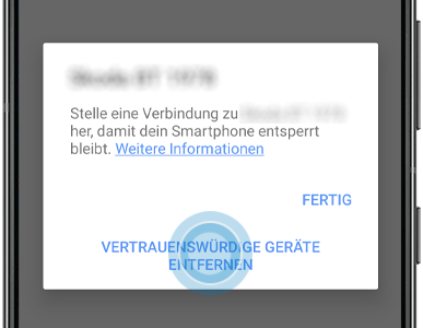 Popup zur Entfernung eines vertrauenswürdigen Geräts in Smart Lock wird angezeigt.